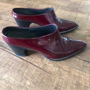 RACHEL COMEY PATENT POINTY LEATHER MULES 7